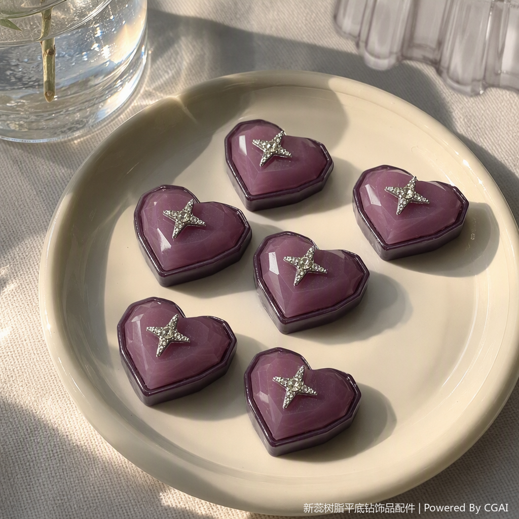 Purple heart-shaped jewelry box, star-shaped diamond-encrusted decorative item storage box, couple style creative gift box, fashionable and simple jewelry, Croquet accessories details Picture