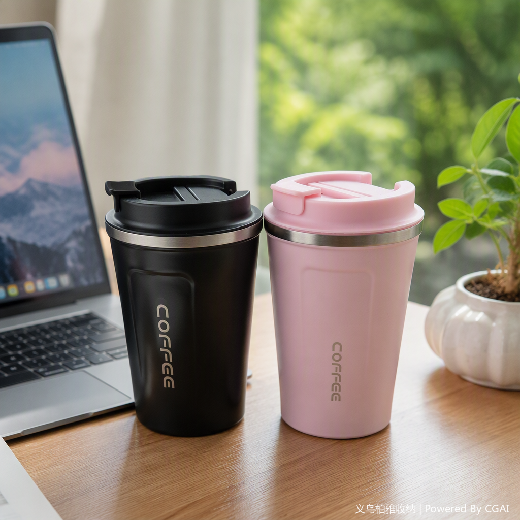 Fashionable thermos cup, suitable for both men and women, black and pink large-capacity portable thermos flask, student outdoor thermos details Picture