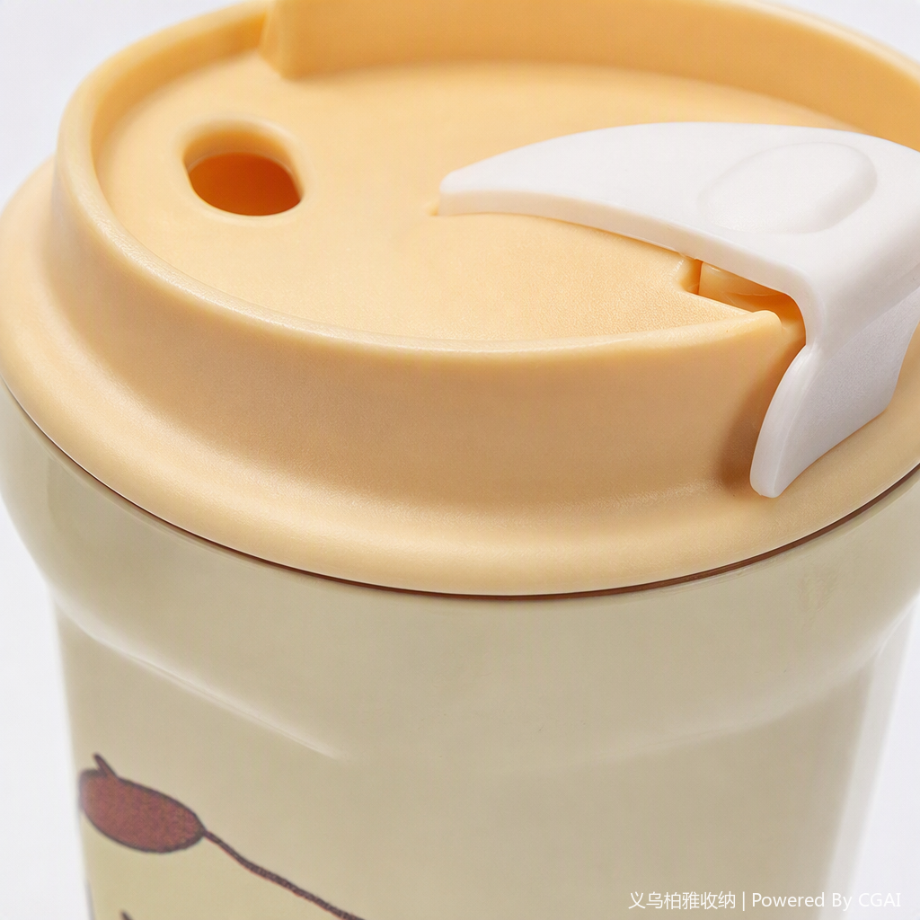 Beige ceramic cup with cartoon pattern, cute Pom Pom Purin creative tea set, office and home gift Application Scenario