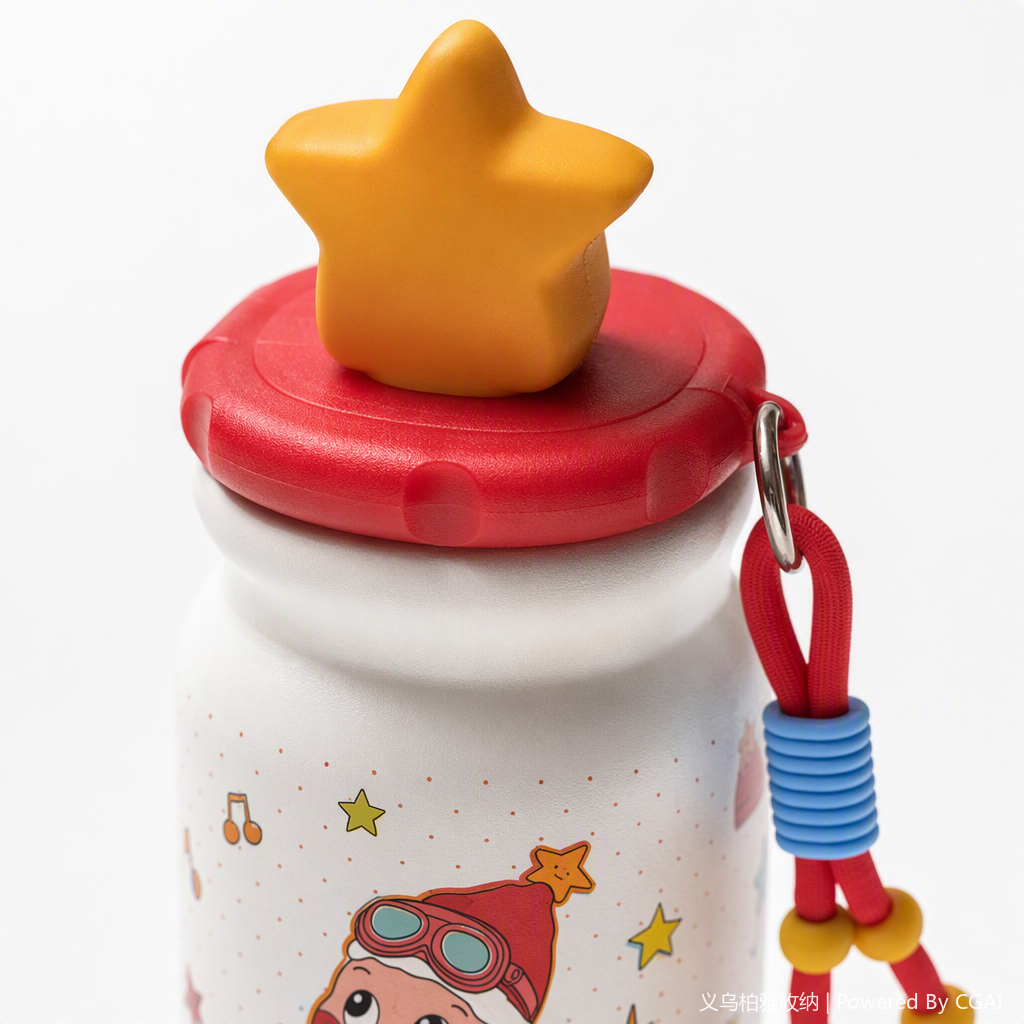 Creative colorful cartoon water cup for children, portable and leak-proof with straw, cute cartoon pattern summer new product Application Scenario