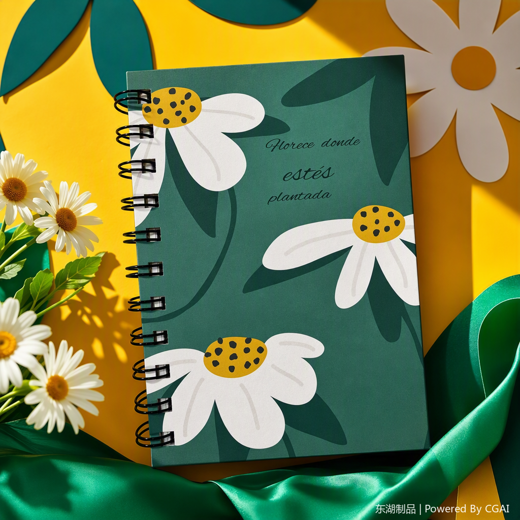 Easthu paper A6 vintage tinta verde daisy pequeño cuaderno de notas de impresión artística Specification image