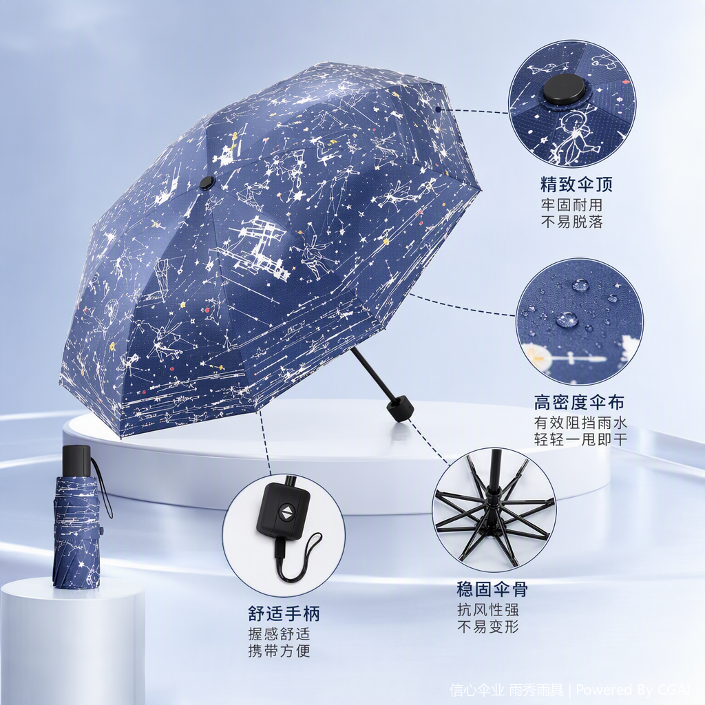 Multi-functional windproof and sunshade umbrella, portable rainproof and sun-proof umbrella for both sunny and rainy days, rain gear for students and adults Application Scenario