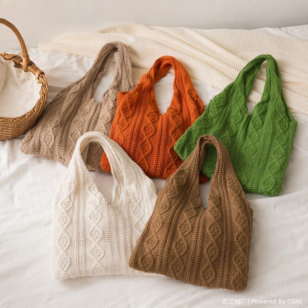 Colorido tejido bolso moda versátil bolsos casuales bolsos de mujer tendencia simple bolso tejido a mano bolsa details Picture