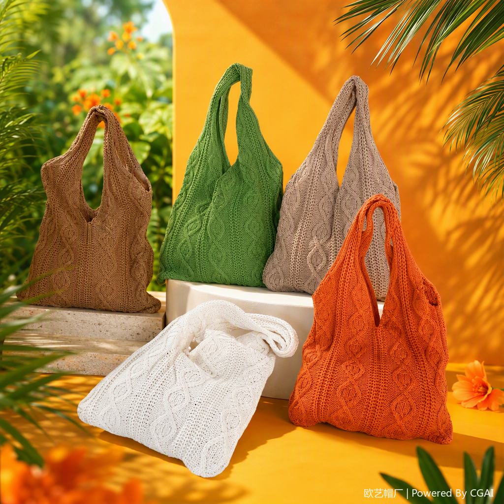 Colorido tejido bolso moda versátil bolsos casuales bolsos de mujer tendencia simple bolso tejido a mano bolsa Specification image