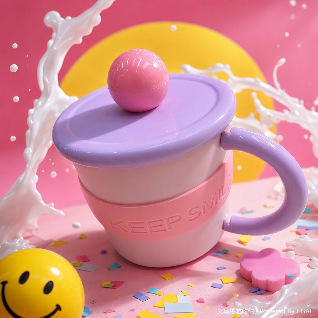 Pink and purple gradient insulated cup with pink spherical decorative lid and silicone sleeve, heat-resistant and heat-insulating portable water cup Specification image