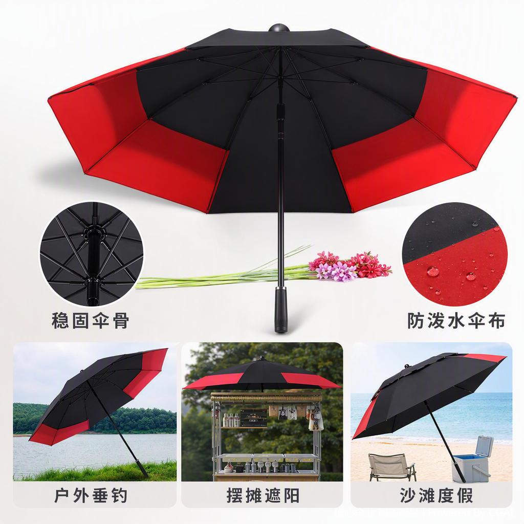 This multi-functional windproof, sunshade and umbrella is lightweight, durable and suitable for both sunny and rainy days. It is a portable folding umbrella for both men and women Specification image