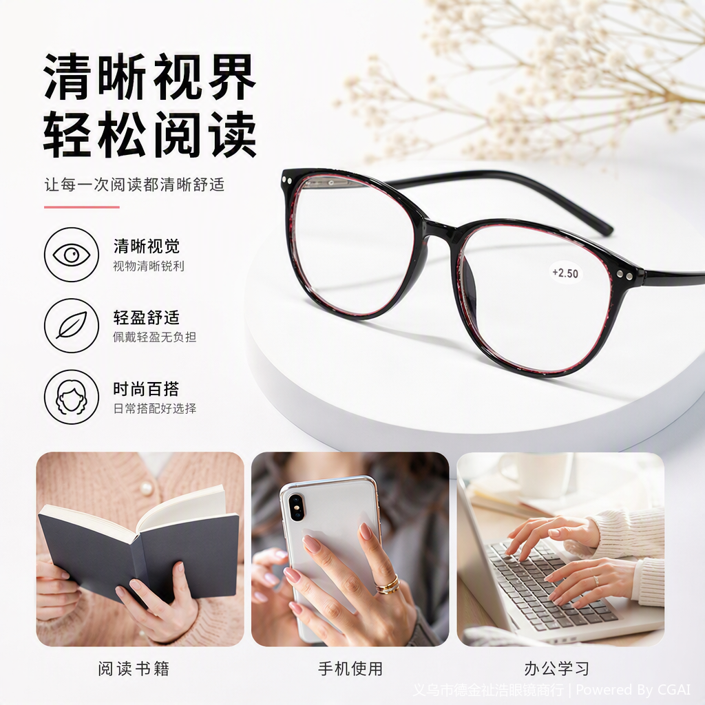 Fashionable and lightweight metal-framed glasses, suitable for both men and women, trendy casual glasses frame, high-definition lens accessories details Picture