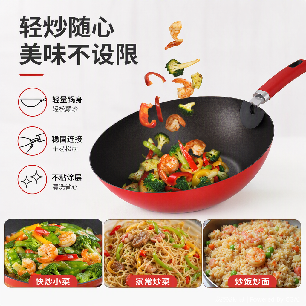 This multi-functional non-stick pan is a combination of household woks, soup POTS and kitchenware. It is durable, easy to clean and suitable for various scenarios Item Picture