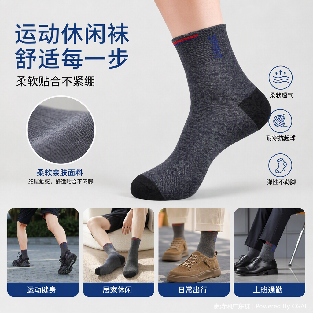 Sports and casual cotton socks for men and women, thin, comfortable and breathable sports socks, versatile for sports and casual wear Application Scenario