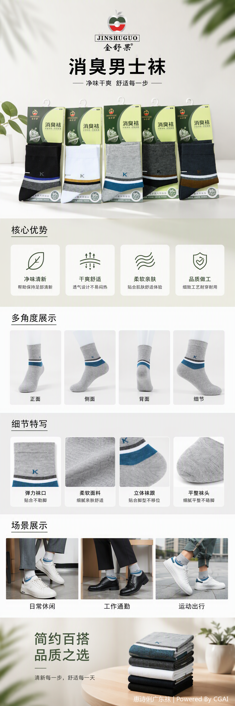 舒适透气棉质内衣搭配多款时尚休闲袜子运动潮流百搭组合详情1