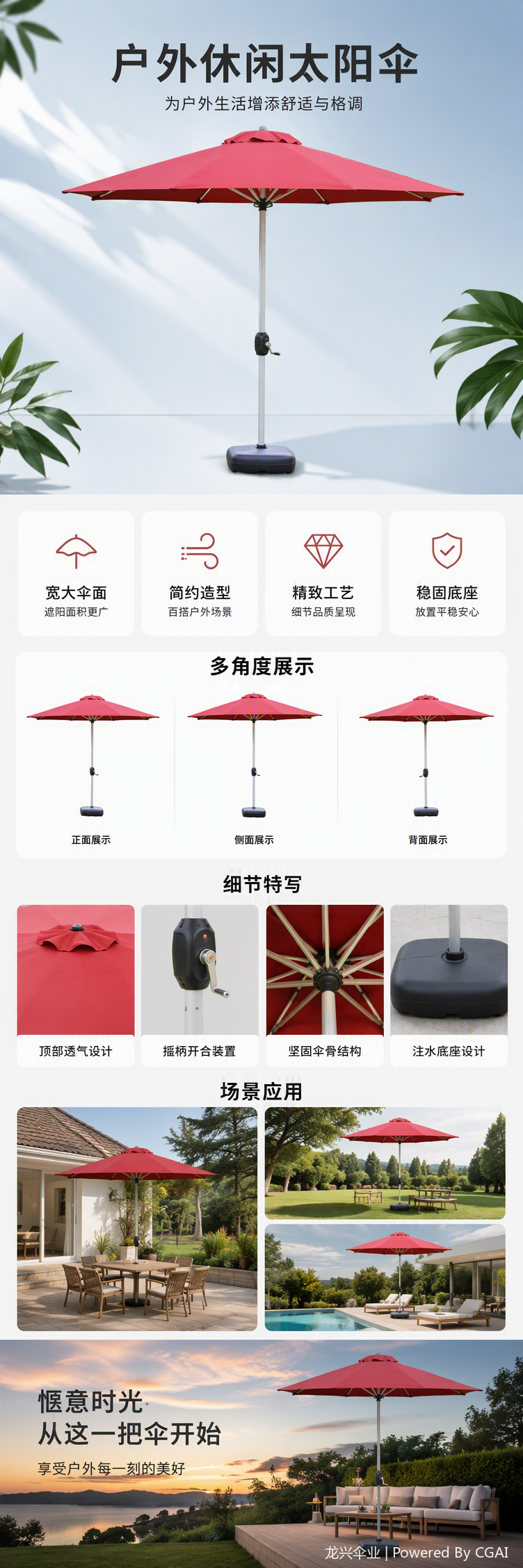 多功能防风遮阳伞防雨太阳伞轻便便携户外遮阳防晒用品详情1