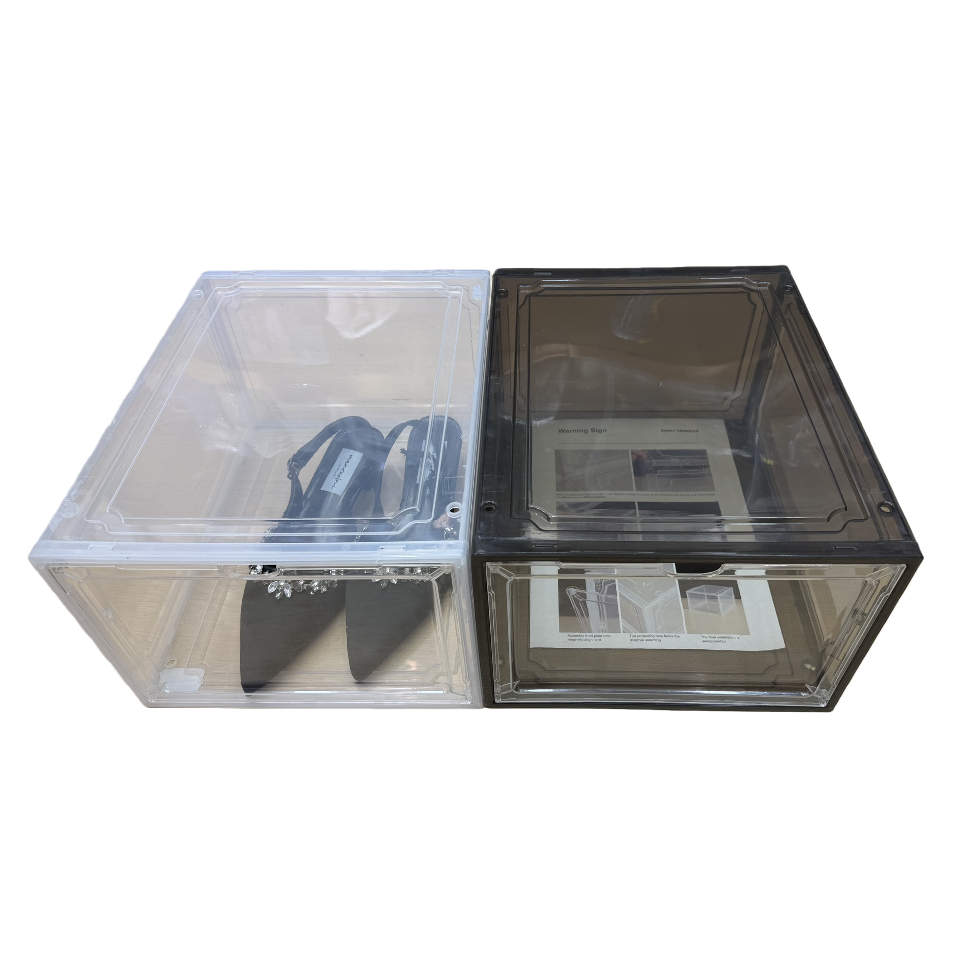 Transparent plastic shoe box, black storage box, simple organization box, transparent durable shoe storage container Item Picture