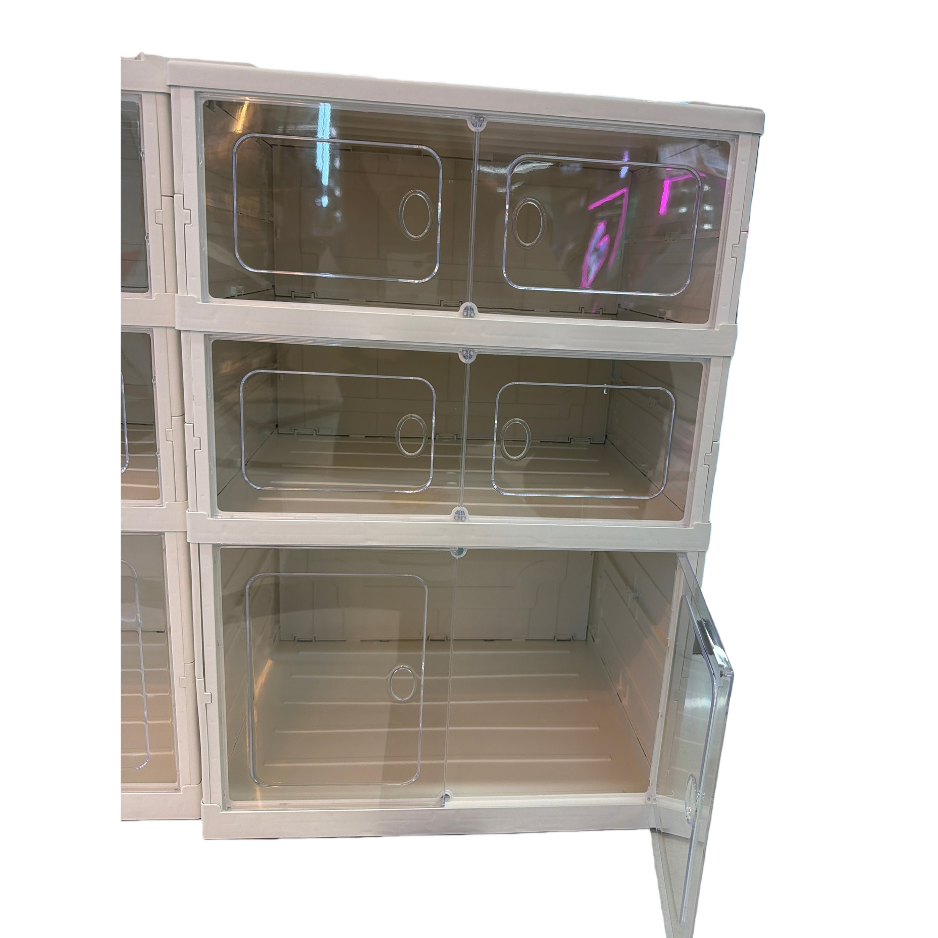 2+1 transparent white plastic shoe box storage box, simple transparent shoe organization box, shoe cabinet storage box, folding cabinet Application Scenario