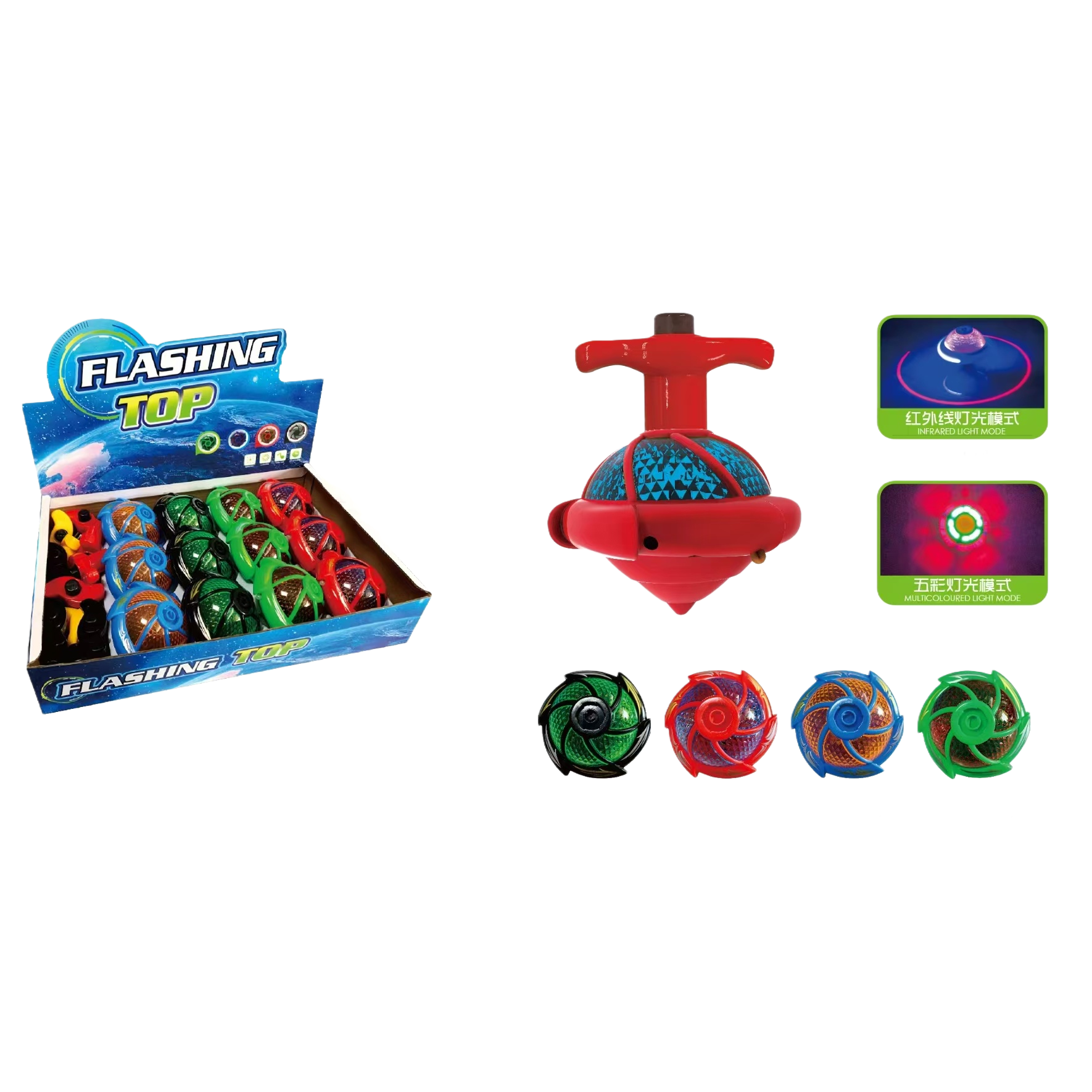 Spherical screw-down flashing gyroscope with dazzling lights, rotating gyroscope, night market street stalls, cross-border children's toys
