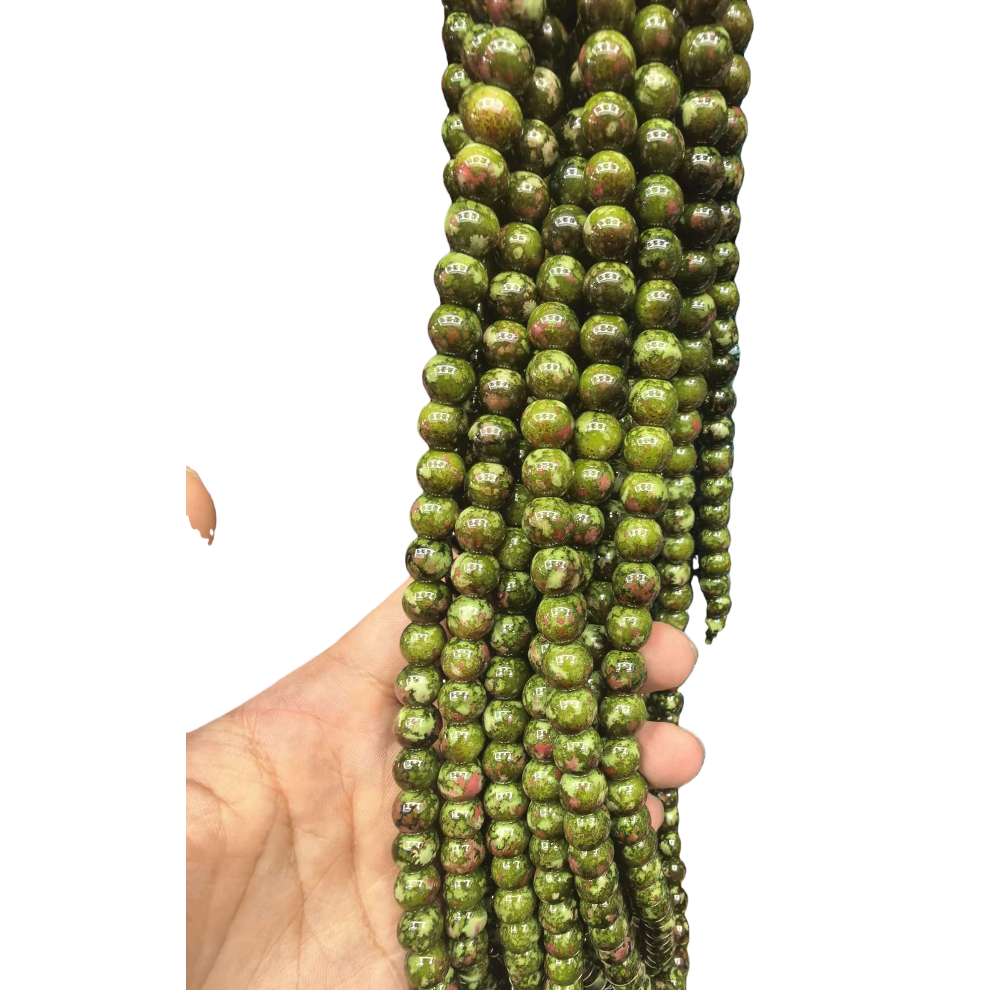 الخرز الخضراء الطبيعية، مع سوار الخرز الحمراء، والمحن اليدوية للملاءمة الموضة Item Picture
