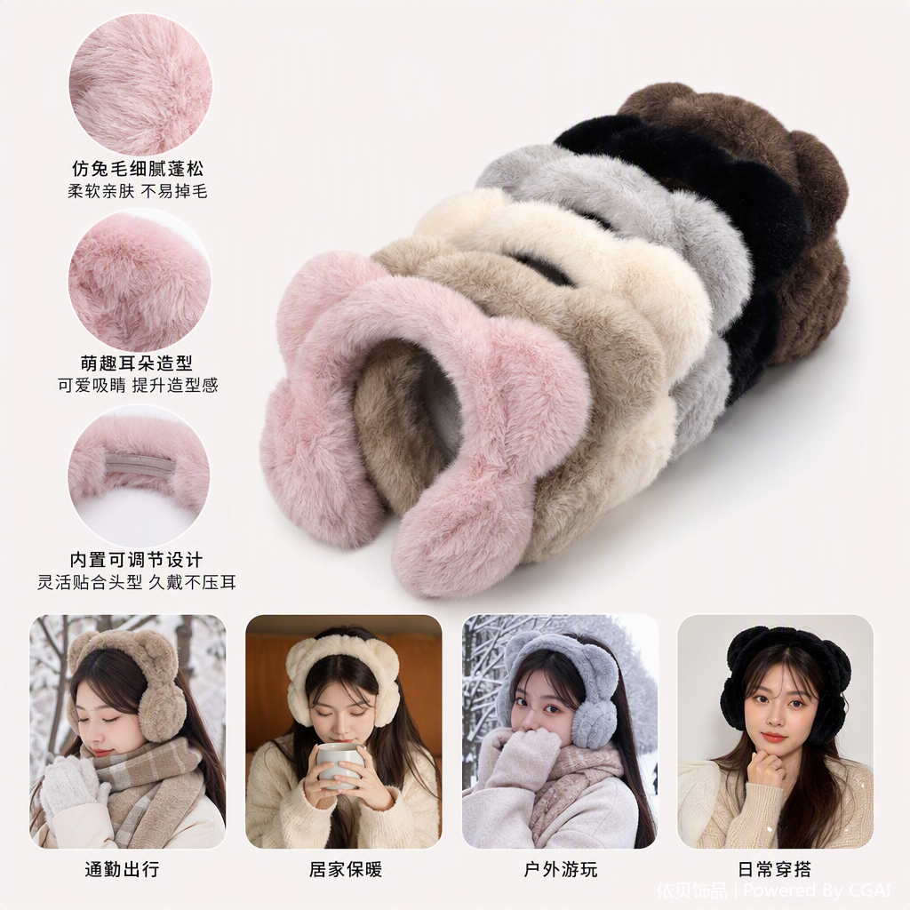 Cute plush rabbit ear hair band, a versatile headwear for children and girls, soft and comfortable hair accessory