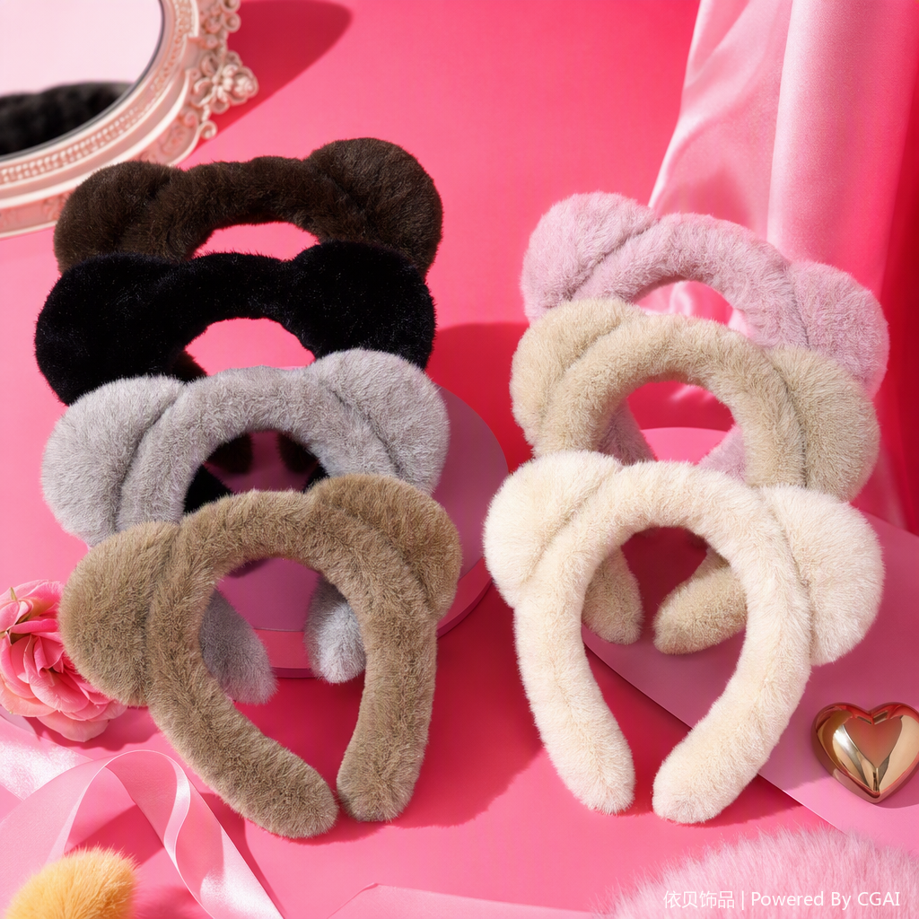 Cute plush rabbit ear hair band, a versatile headwear for children and girls, soft and comfortable hair accessory Specification image