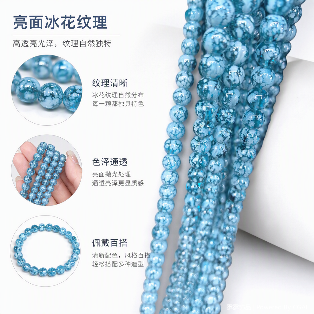 Fashionable blue spotted beaded bracelet for women, simple, retro, individualistic and trendy accessory, versatile and trendy product