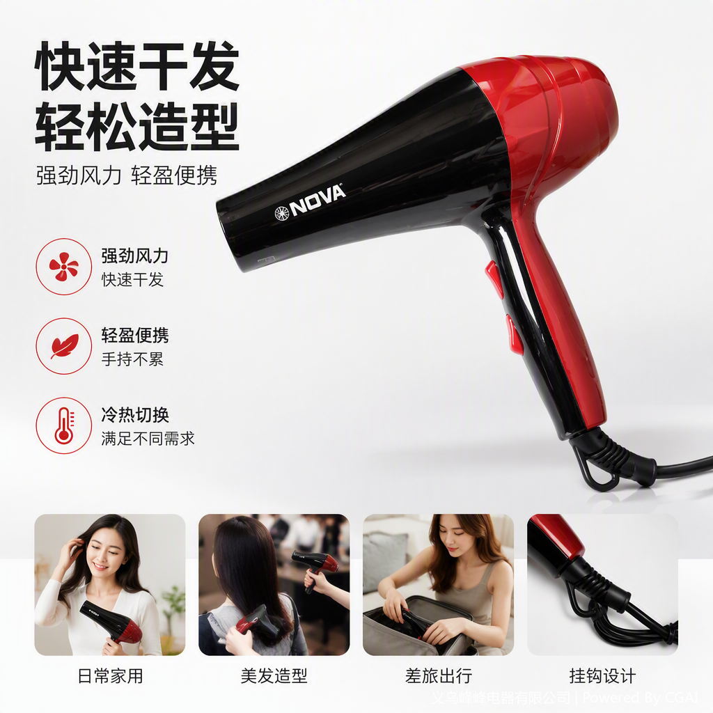 Aparatos importados secador de pelo de iones negativos para el cuidado del cabello secado rápido para hacer fortuna con un profesional silencioso tipo portátil details Picture