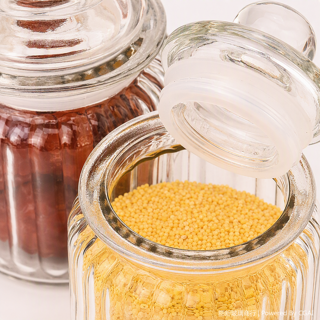 The transparent glass storage tank for red dates and millet is sealed and durable. The kitchen storage supplies are neat and convenient Application Scenario