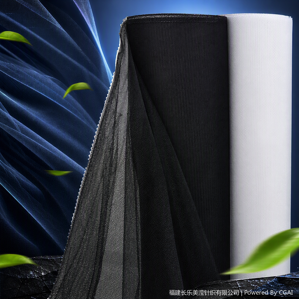 Malla hexagonal de poliéster, malla negra de moda material de gasa transpirable ligero ropa aplicable hecho a mano material de bricolaje paquete correo Specification image