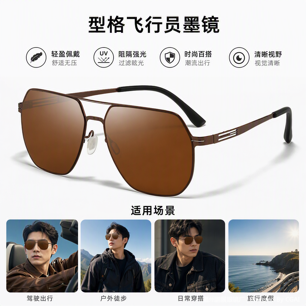 Fashionable polarized sunglasses for men and women, trendy sunglasses for UV protection, casual driving sunglasses and accessories details Picture