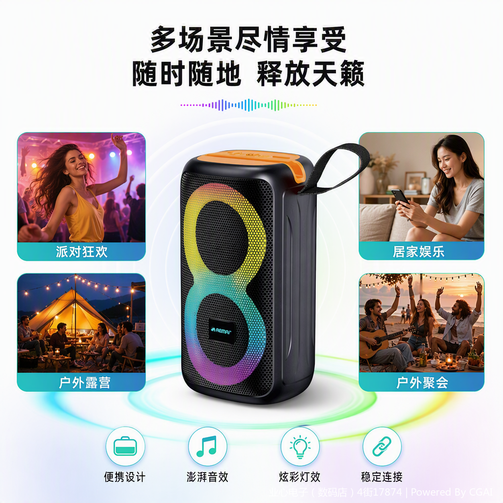 Altavoces inalámbricos negros caja especial caja de regalo portátil a prueba de choques de alto grado accesorios de embalaje personalizados