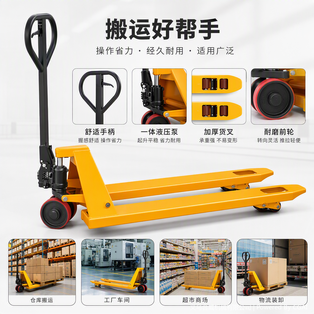 Manual hydraulic stackers are durable and corrosion-resistant tools for warehousing and logistics lifting, loading and handling details Picture