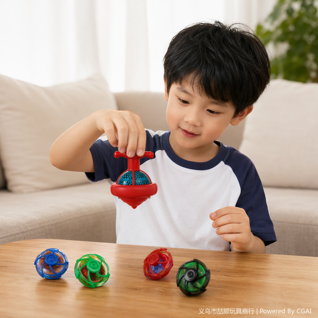 Spherical screw-down flashing gyroscope with dazzling lights, rotating gyroscope, night market street stalls, cross-border children's toys Application Scenario