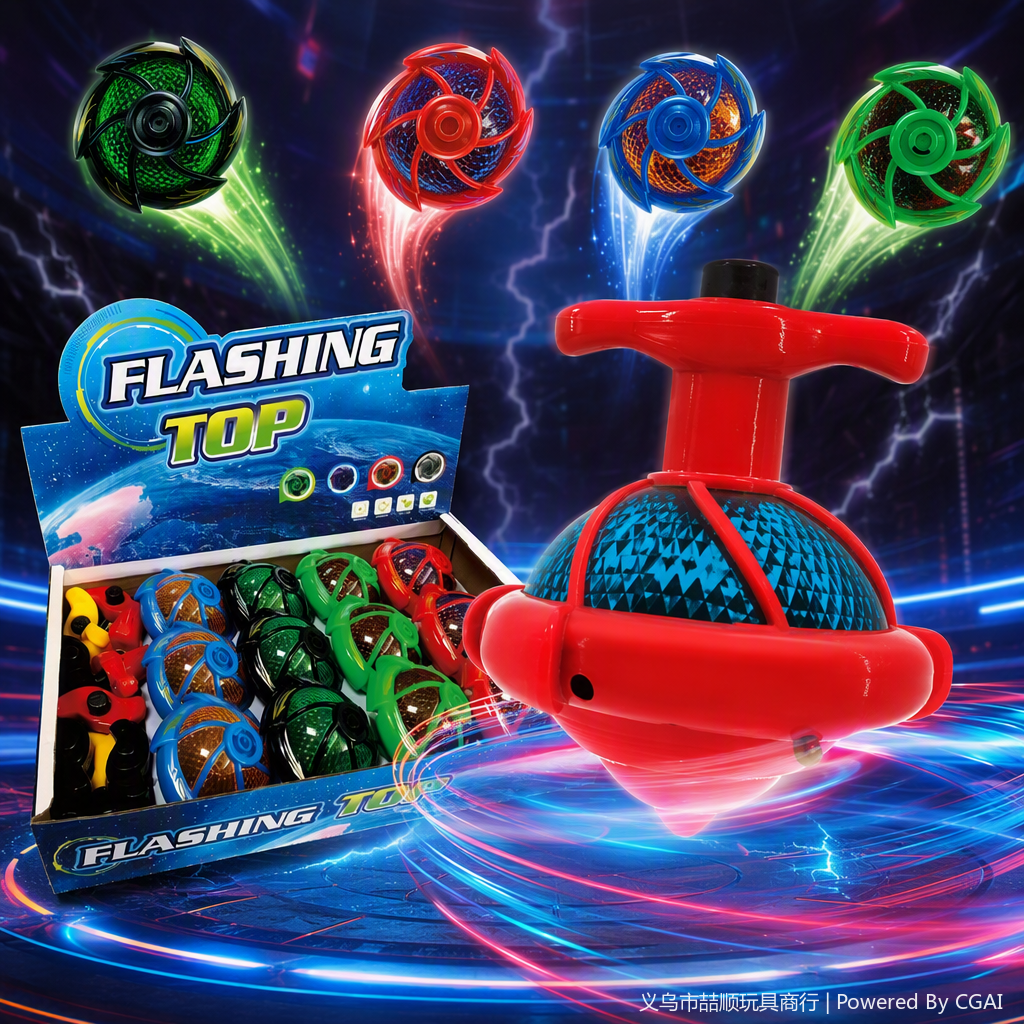 Spherical screw-down flashing gyroscope with dazzling lights, rotating gyroscope, night market street stalls, cross-border children's toys details Picture