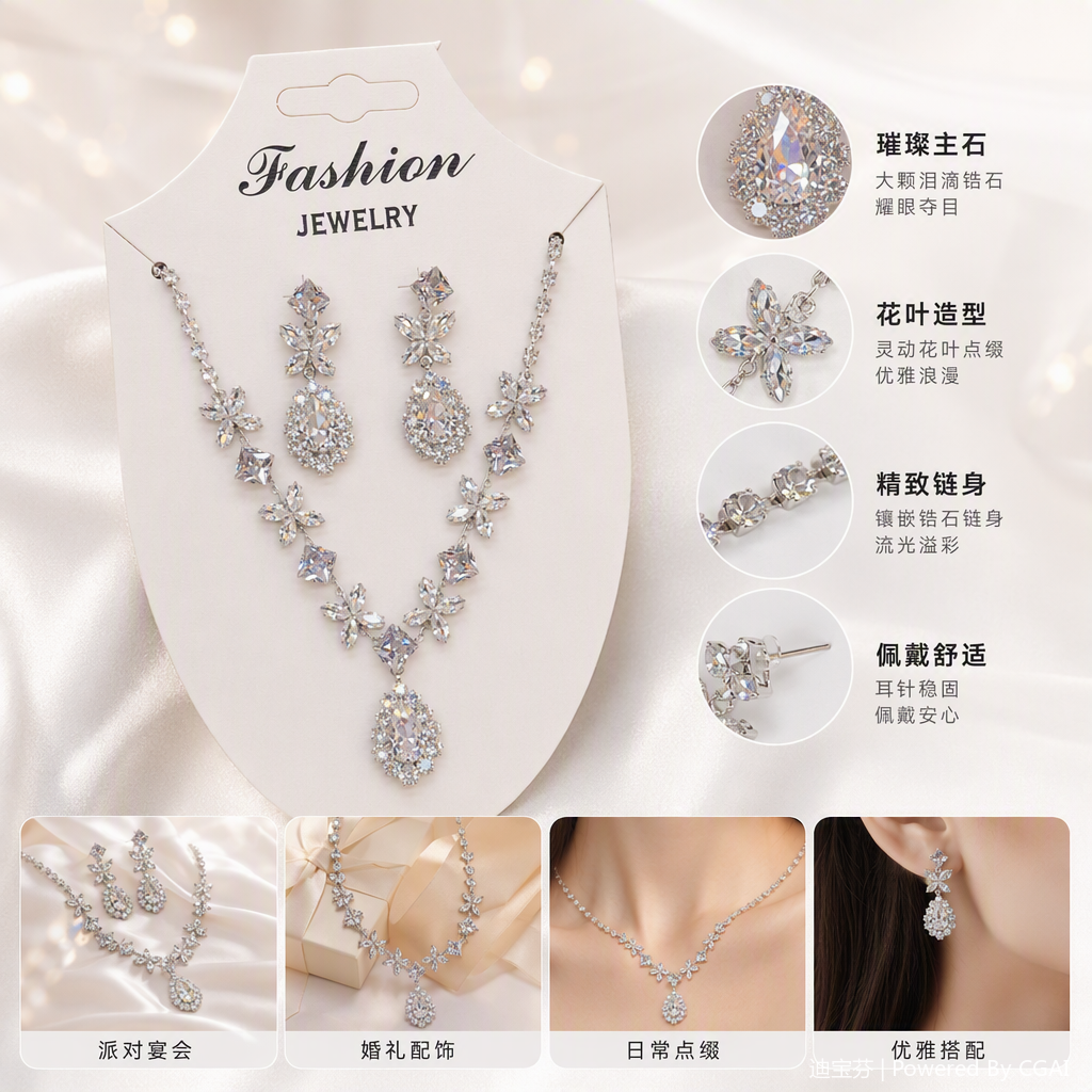 Plata cristal flores collares pendientes conjuntos moda elegante accesorios pareja regalo accesorios tendencia versátil Plata cristal flores collares pendientes conjuntos moda elegante accesorios pareja regalo accesorios tendencia versátil