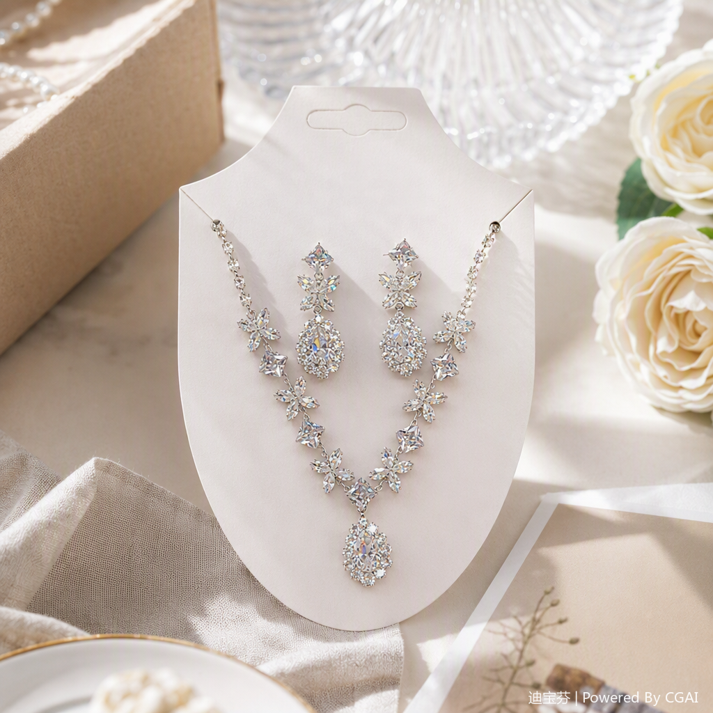 Plata cristal flores collares pendientes conjuntos moda elegante accesorios pareja regalo accesorios tendencia versátil details Picture