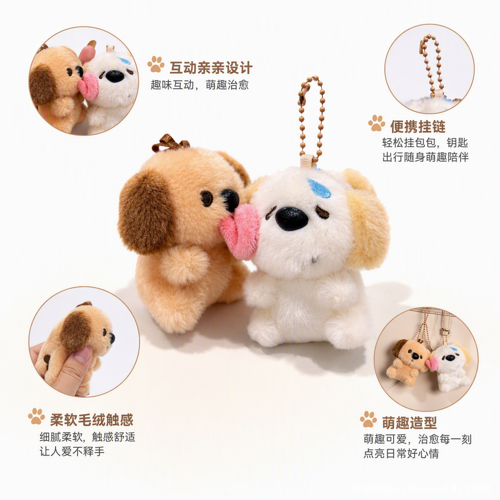 Cute plush dog pendant, adorable cartoon pendant, children's room decoration gift