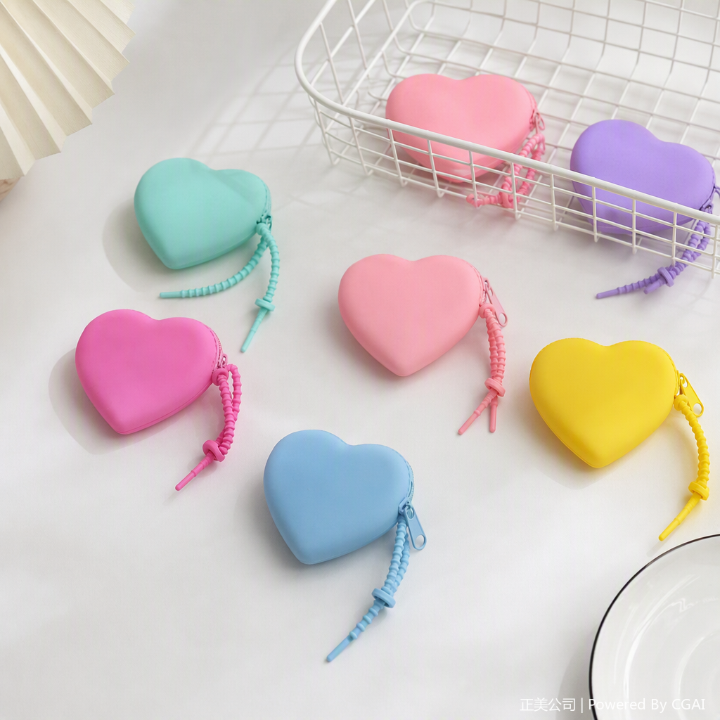 Colorful heart-shaped mini bags, clutch bags, coin purges, card cases, creative girls, students, versatile and fashionable trends details Picture