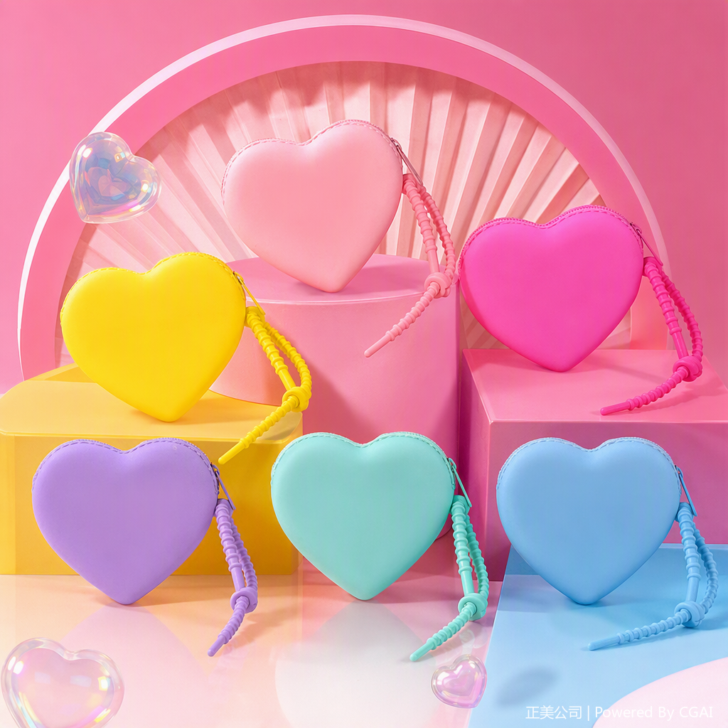 Colorful heart-shaped mini bags, clutch bags, coin purges, card cases, creative girls, students, versatile and fashionable trends Specification image