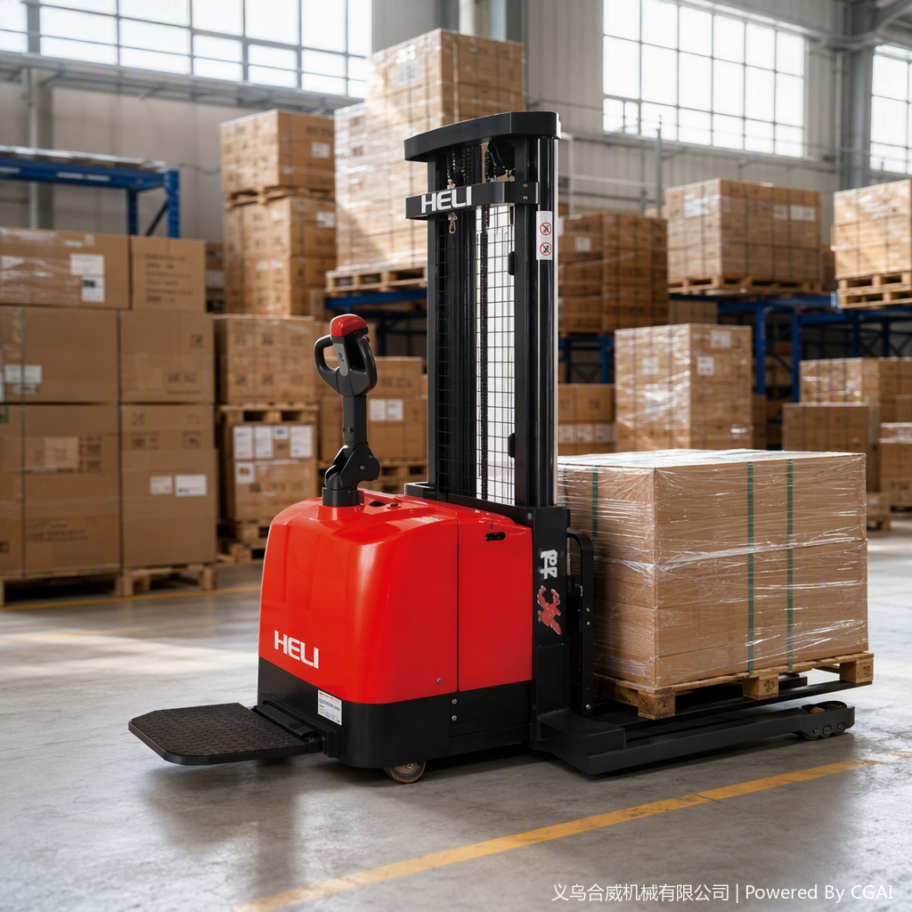 The manual hydraulic stacker is a durable and practical tool for lifting goods in warehousing and logistics Specification image
