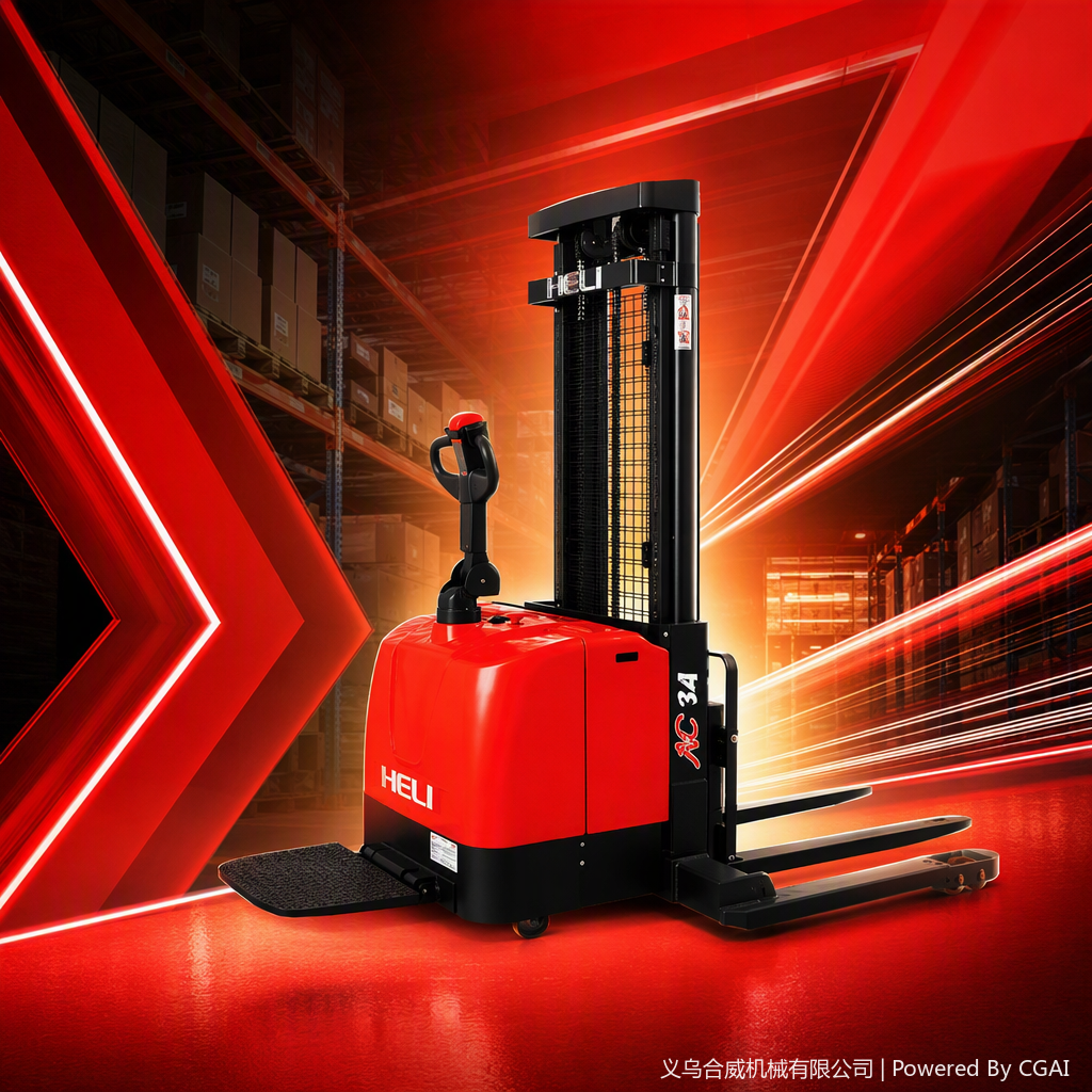 The manual hydraulic stacker is a durable and practical tool for lifting goods in warehousing and logistics details Picture