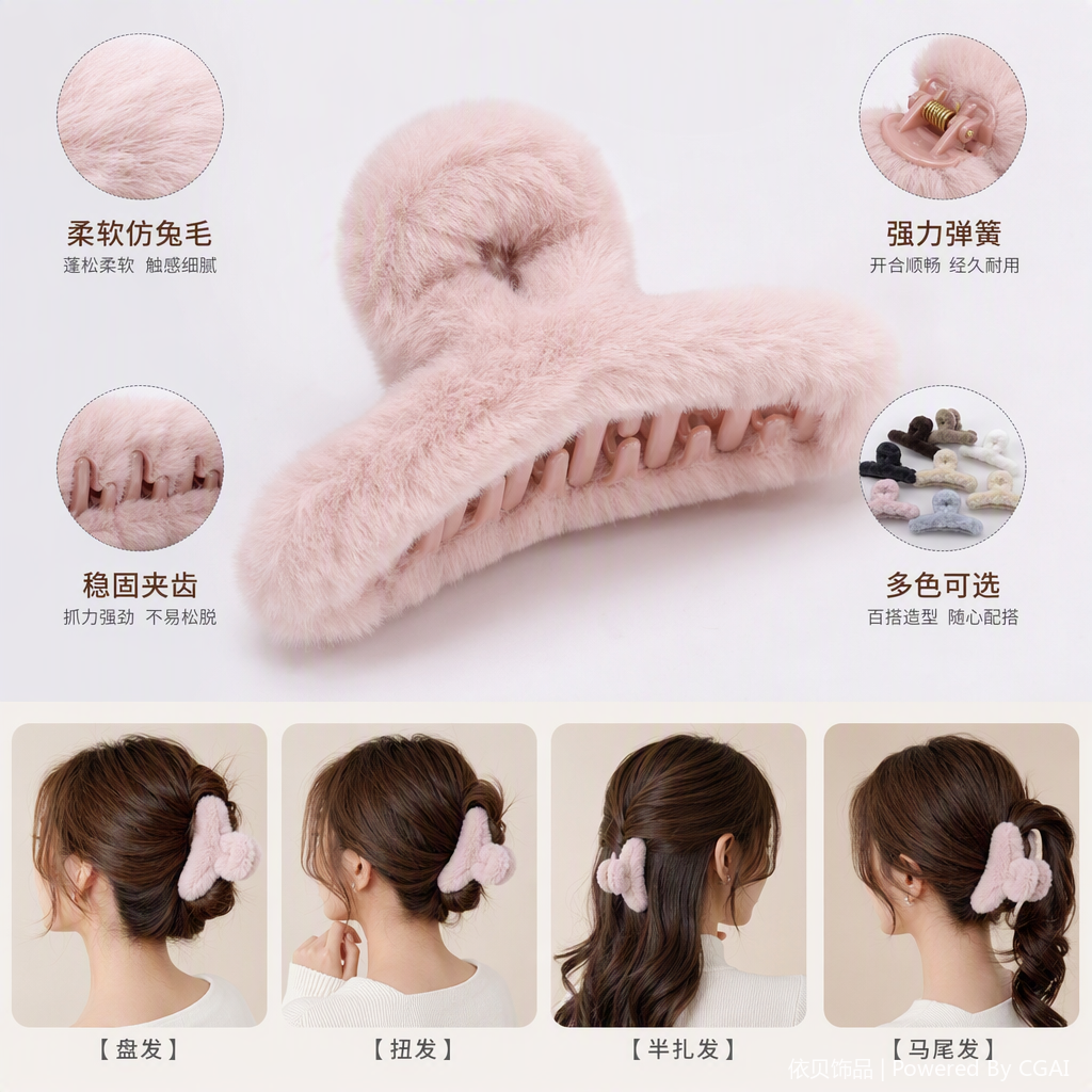 Cute plush hair clips, girlish hair accessories, Korean version student headwear, hair accessories and dressing accessories