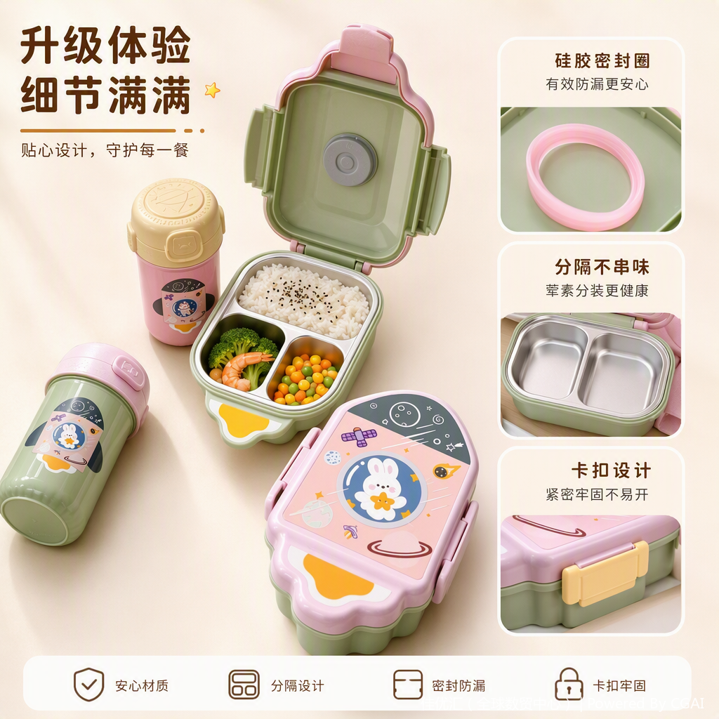 Multi-functional sealed and fresh-keeping lunch box, portable plastic lunch box, household covered storage container, large capacity and durable Application Scenario