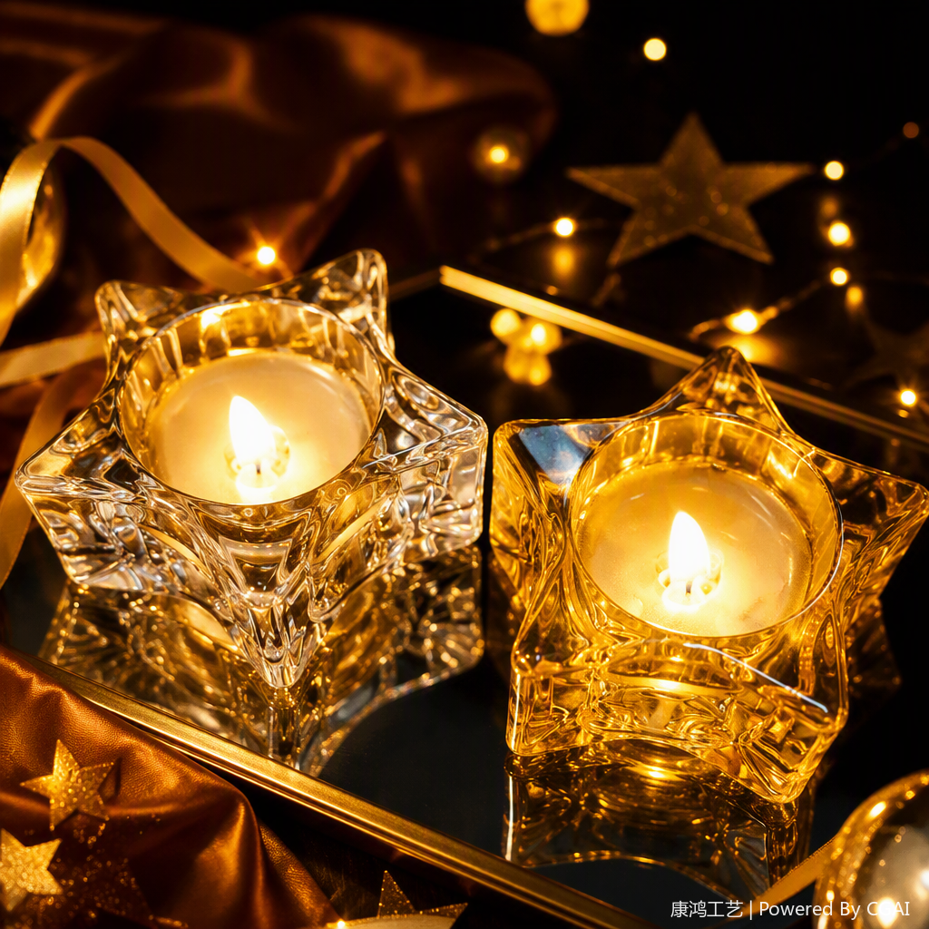 Transparent star-shaped decorative candlestick, yellow star-shaped creative home decor, birthday party decoration Specification image
