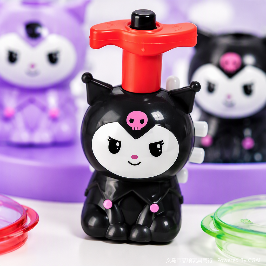 Cute and fun little devil dolls, press sound and light gyroscope, light and music spinning gyroscope, cross-border street stall children's toys Specification image
