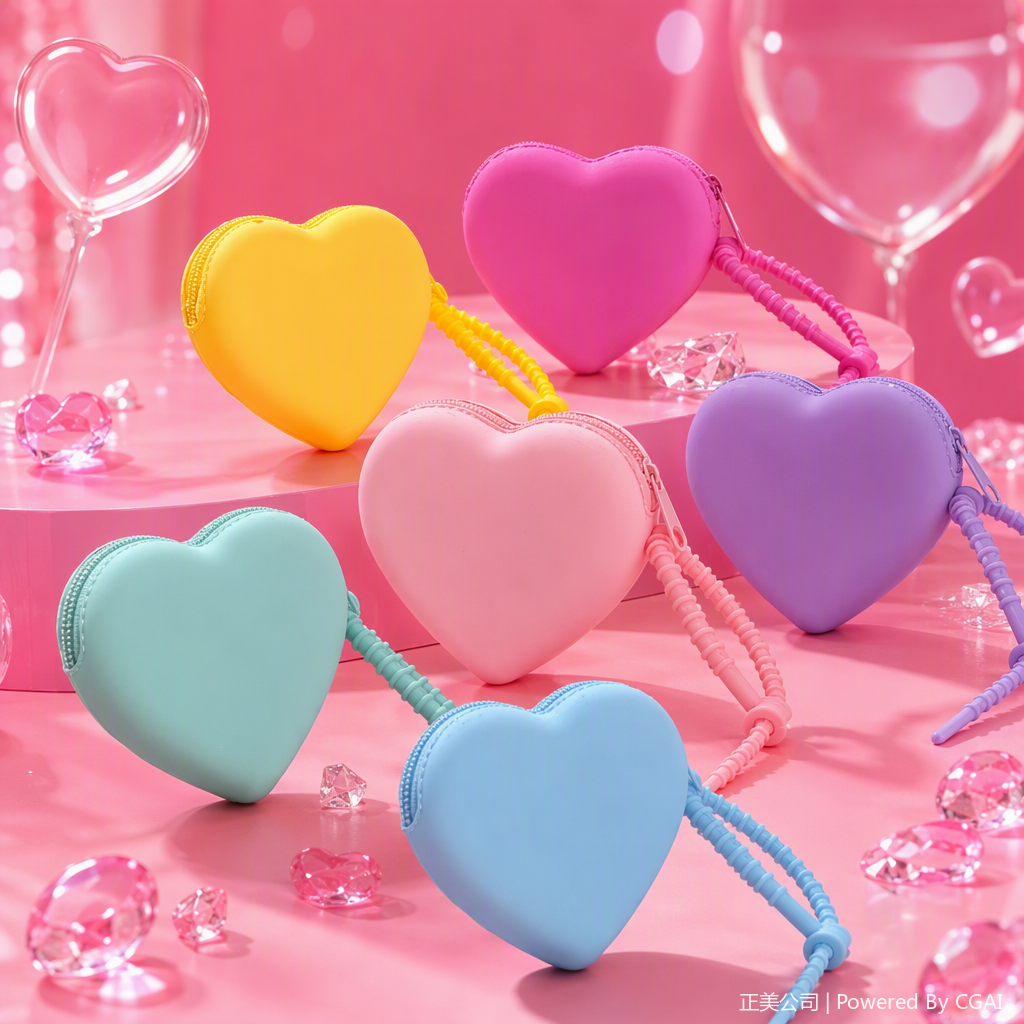 Colorful heart-shaped mini bag, clutch, coin purse, card case, fashionable and trendy women's bag, creative and versatile Specification image