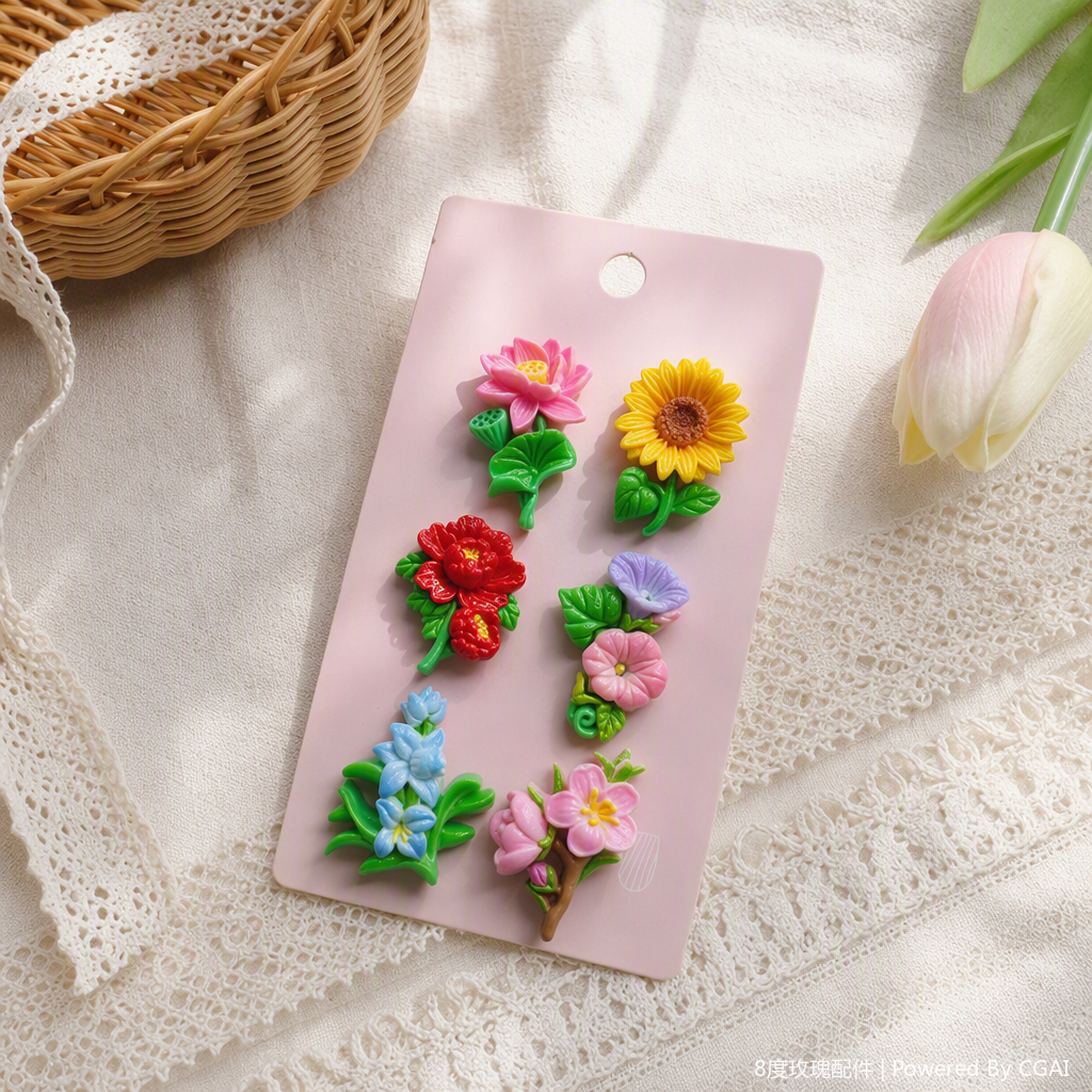 Rosa tarjetas flores broches moda chic versátil mujer accesorios regalos coleccionables details Picture