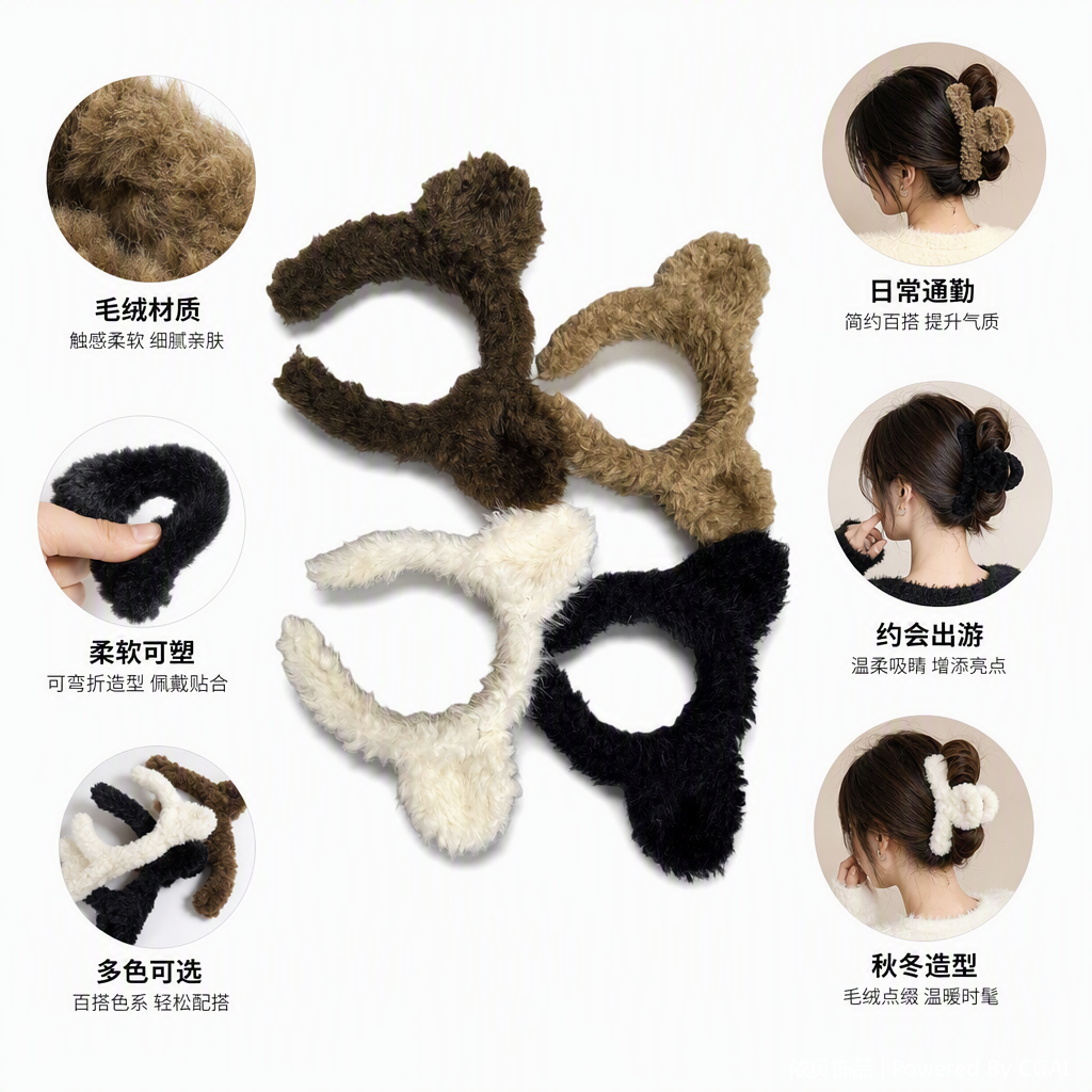 Cute plush rabbit ear hair bands in multiple colors to choose from, fun and versatile hair accessories, trendy headwear for children and adults