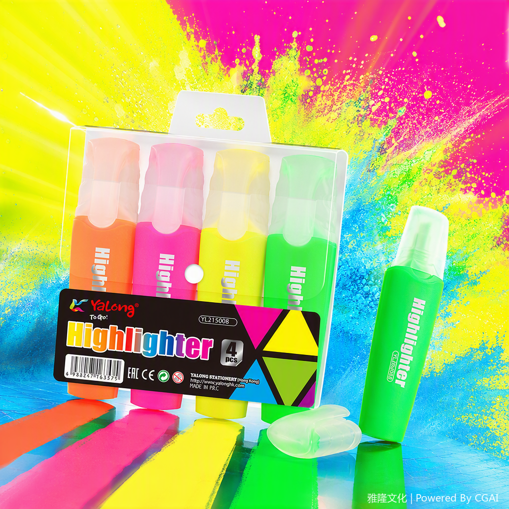 Highlighter colorido oficina herramientas de escritura papelería estudiantil material de aprendizaje cultural bolígrafo brillante