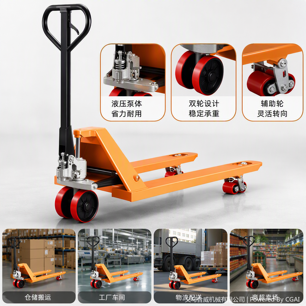 Manual hydraulic stackers are lightweight, durable and suitable for a wide range of scenarios as warehousing and logistics handling tools Specification image