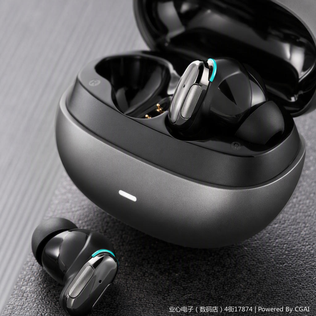 Fashionable black wireless headphones with Bluetooth noise-cancelling, in-ear sports design, lightweight and portable, long battery life, compatible with multiple devices Application Scenario