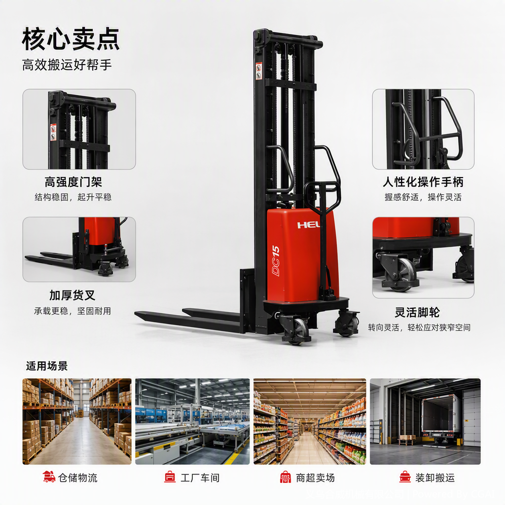 Manual hydraulic stacker handling equipment, warehousing and logistics handling tools, lightweight, durable, suitable for warehouses and factories Specification image