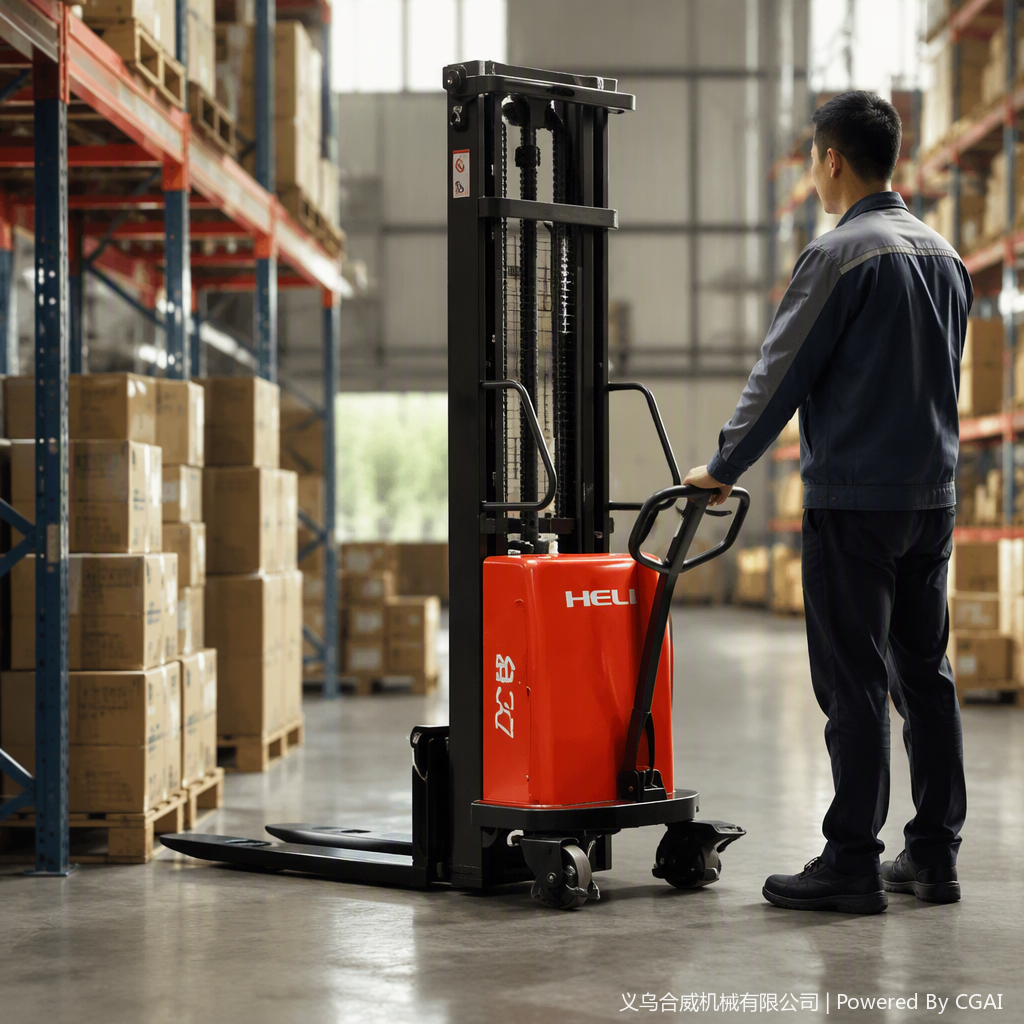 Manual hydraulic stacker handling equipment, warehousing and logistics handling tools, lightweight, durable, suitable for warehouses and factories Application Scenario
