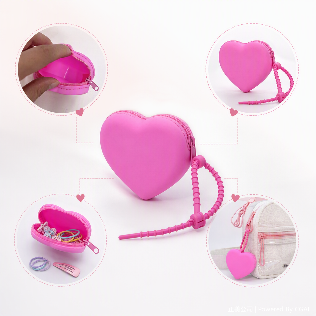 Colorful heart-shaped mini bag, clutch, coin purse, card case, creative and fashionable women's bag, trendy and versatile
